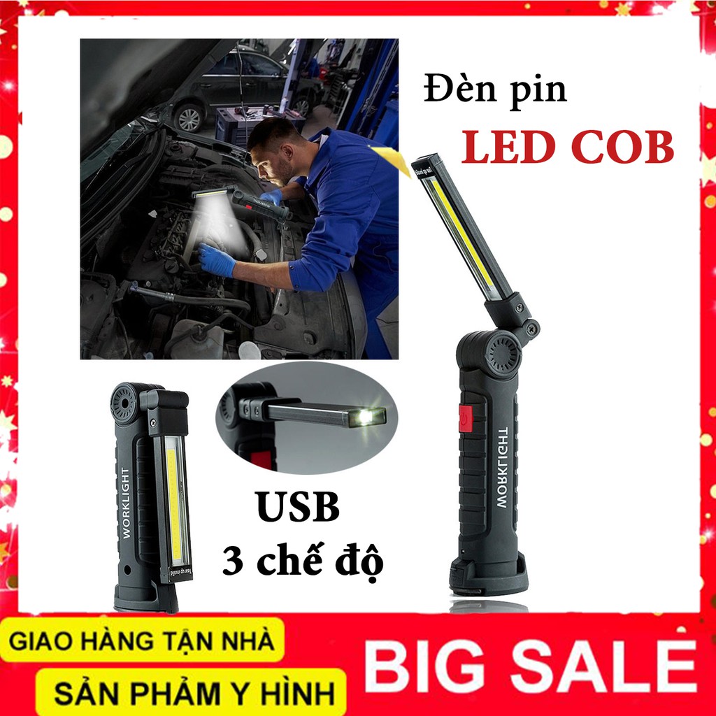 [ẢNH THẬT + VIDEO] Đèn pin sạc LED COB XPE cao cấp tiện dụng Worklight