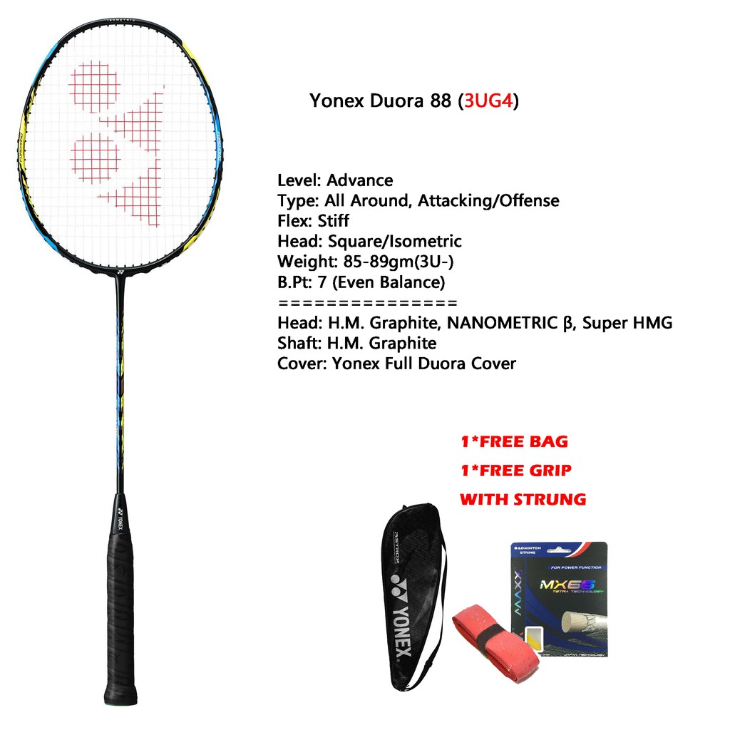 Hot sale (Free String)  YONEX DOUORA 88 Badminton Racket Made In Japan