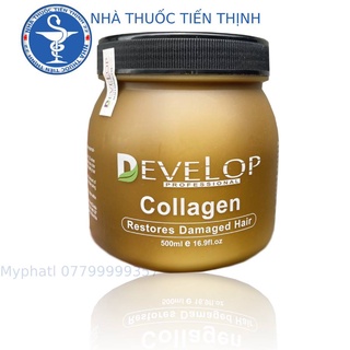 Hấp dầu kem ủ collagen Develop từ Ý chuyên phục hồi tóc khô sơ chẻ ngọn 500ml Siêu thơm mềm bóng mượt tóc,cải thiện tóc
