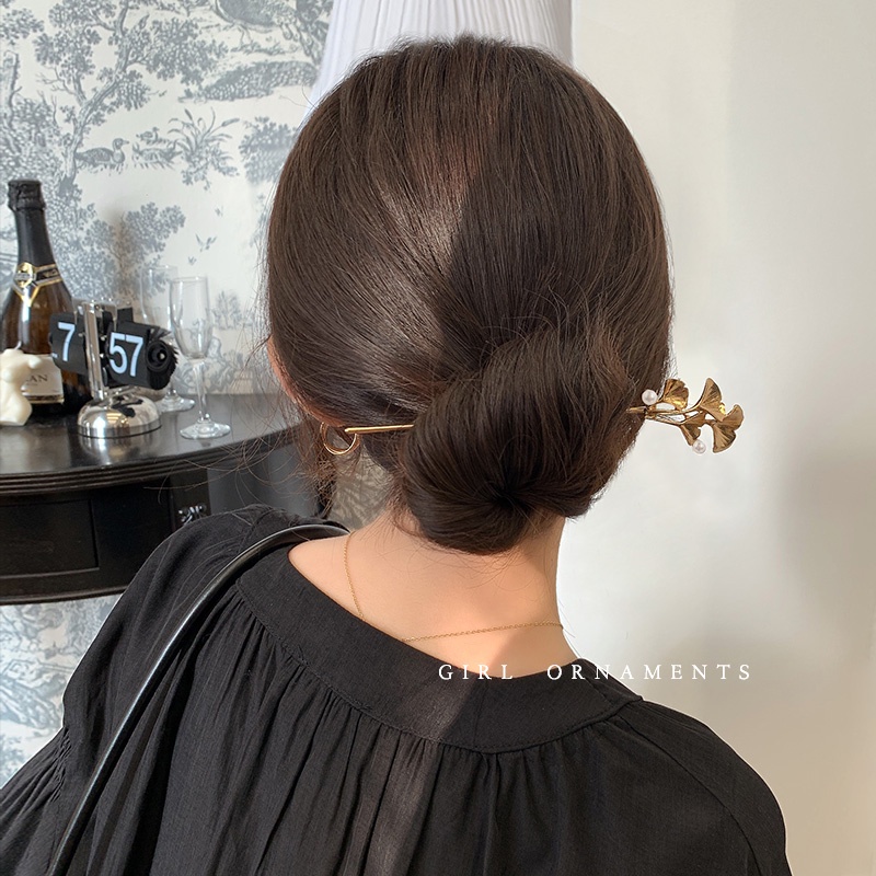 Kẹp Tóc Kim Loại Mạ Vàng / Bạc Phong Cách Trung Hoa