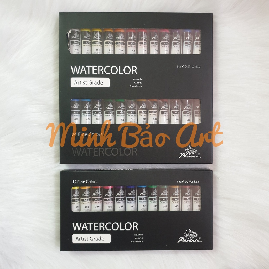 MÀU NƯỚC CAO CẤP DẠNG TUÝP 8ML PHOENIX ARTIST GRADE WATERCOLOR (HẠNG HỌA SĨ)