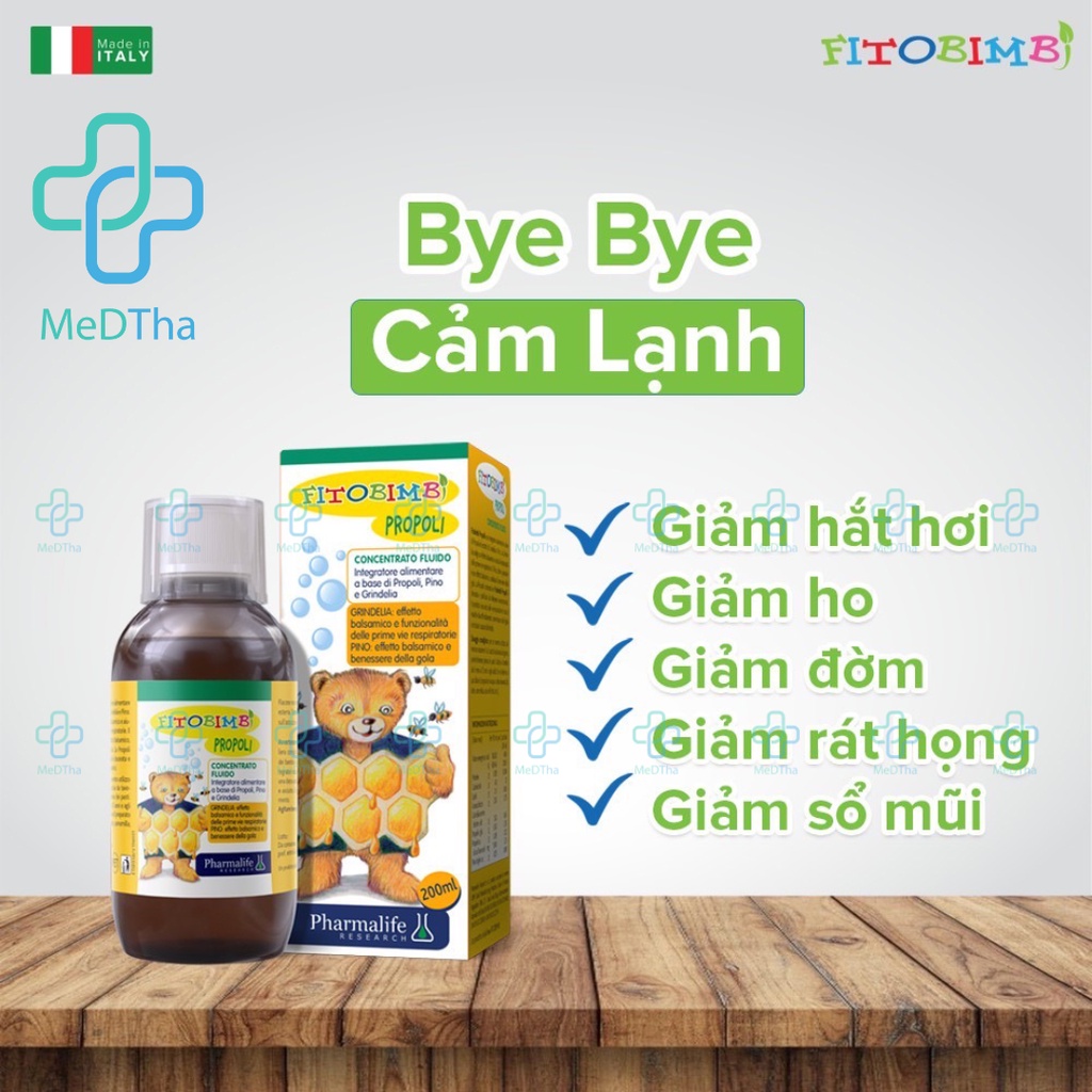 Fitobimbi Propoli - Hỗ Trợ Giảm Đau Rát Họng, Giảm Ho, Cảm Lạnh, Tăng Sức Đề Kháng, Miễn Dịch (Lọ 200ml) [Chính Hãng]
