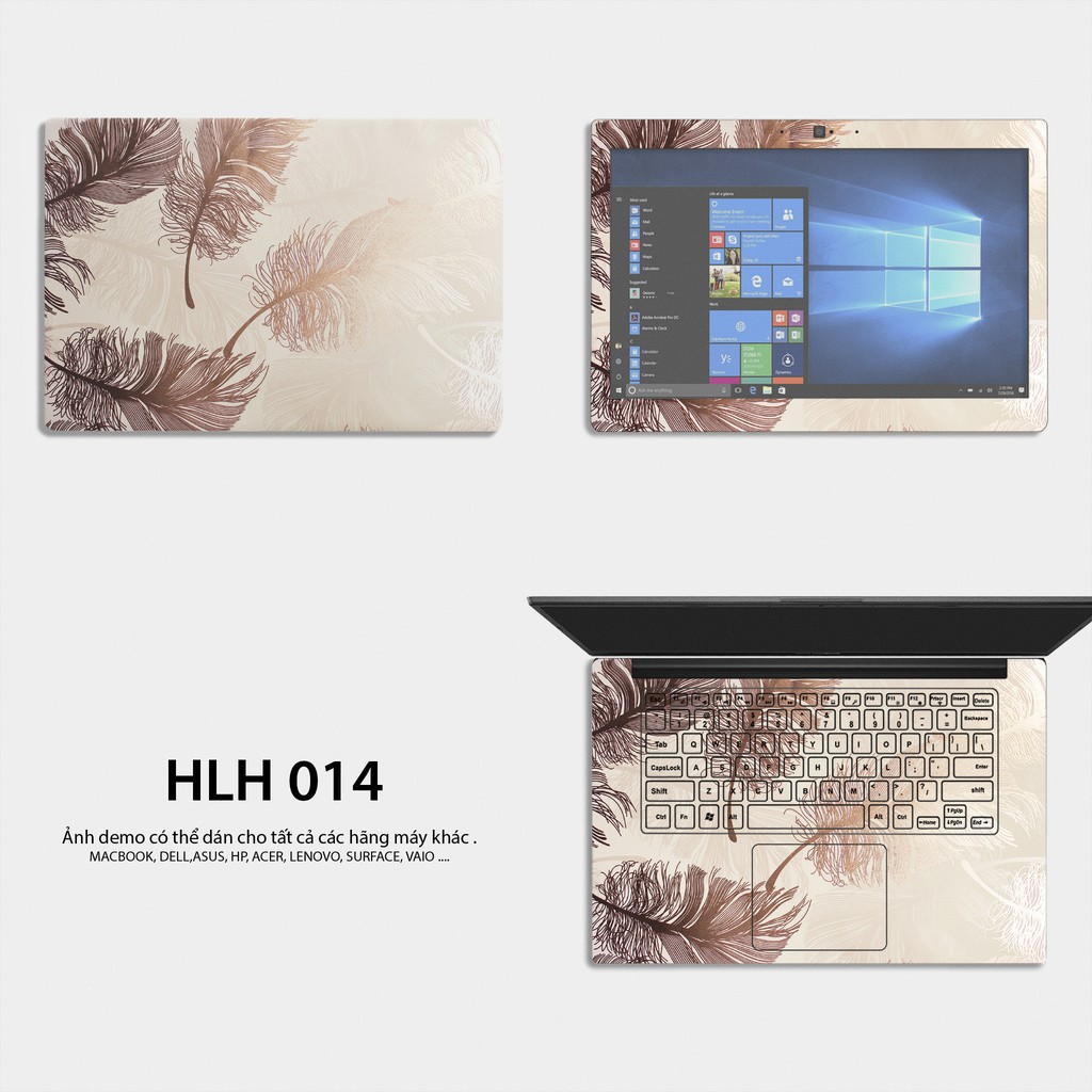 Bộ skin dán laptop mẫu LÔNG VŨ HLH 014 / Có mẫu decal dán cho tất cả các hãng máy tính