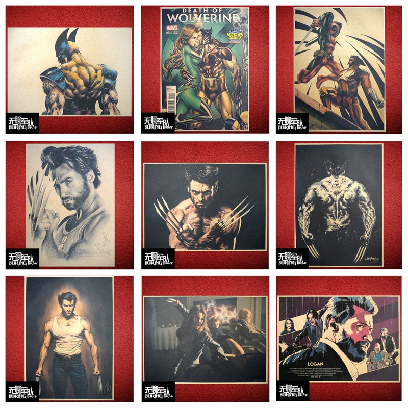 1 Tấm Poster Giấy Dán Tường In Hình Siêu Anh Hùng Marvel 's The Avengers Wolverine Logan Iron Man Spider-Man Black Panther Captain America Vintage