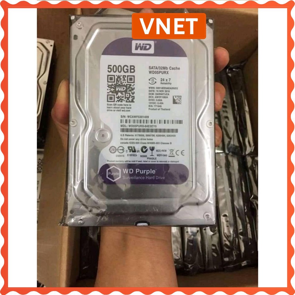 Ổ cứng HDD WD Purple 500GB - Bảo Hành 24 Tháng [hana]