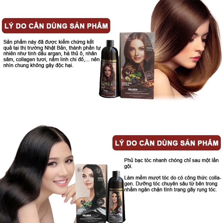 Dầu gội phủ bạc đen tóc ĐL COLLAGEN 500ml chính hãng Lamyra