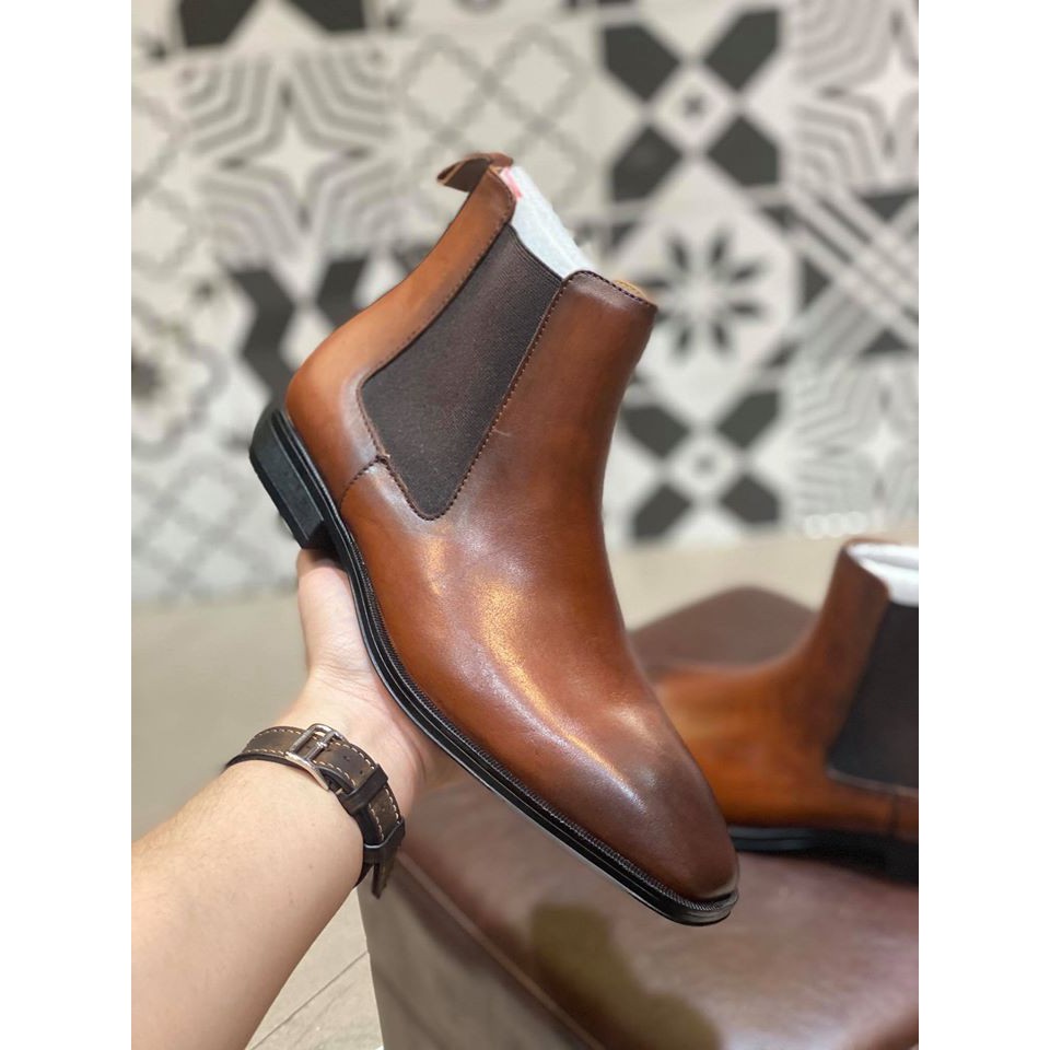 Giày nam Chelsea Boots da Mộc đánh màu Patina BẢO HÀNH 12 THÁNG (Tặng Lót Đế)