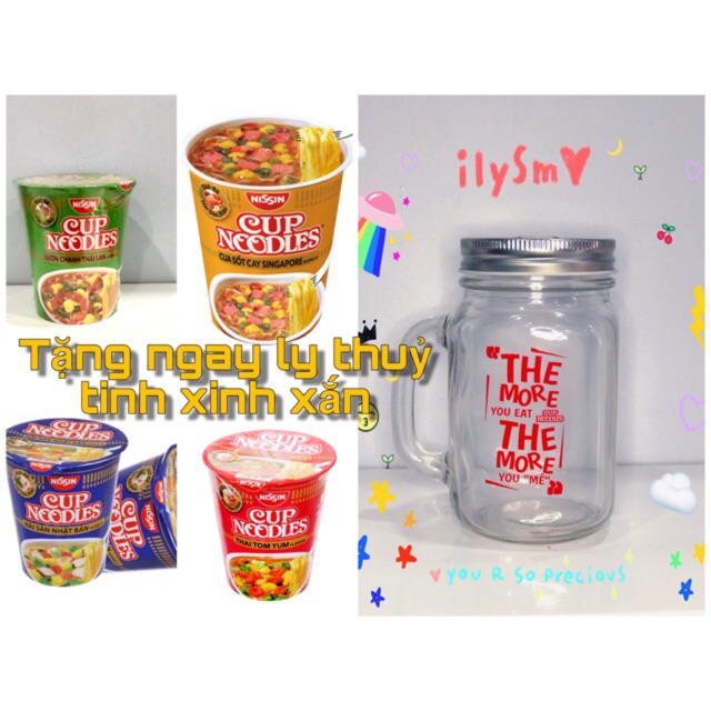 Mì ly chua cay tặng kèm 1 ly thuỷ tinh + 1 bịch xúc xích khi mua thùng 24 ly