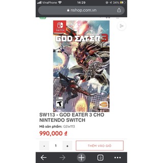 Trò chơi God Eater 3 cho Nintendo Switch 2nd used còn mới đẹp nguyên hộp