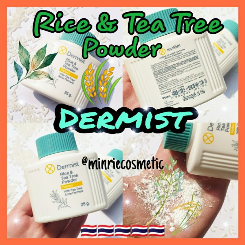 Phấn bột mịn thiên nhiên Dermist Rice &amp; Tea Tree Powder 25g - Thái Lan