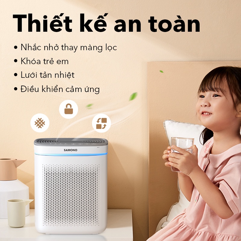 Máy lọc không khí SAMONO SW-APW200, BỘ LỌC HEPA 4 LỚP, MÀN HÌNH CẢM ỨNG - BH 12 tháng