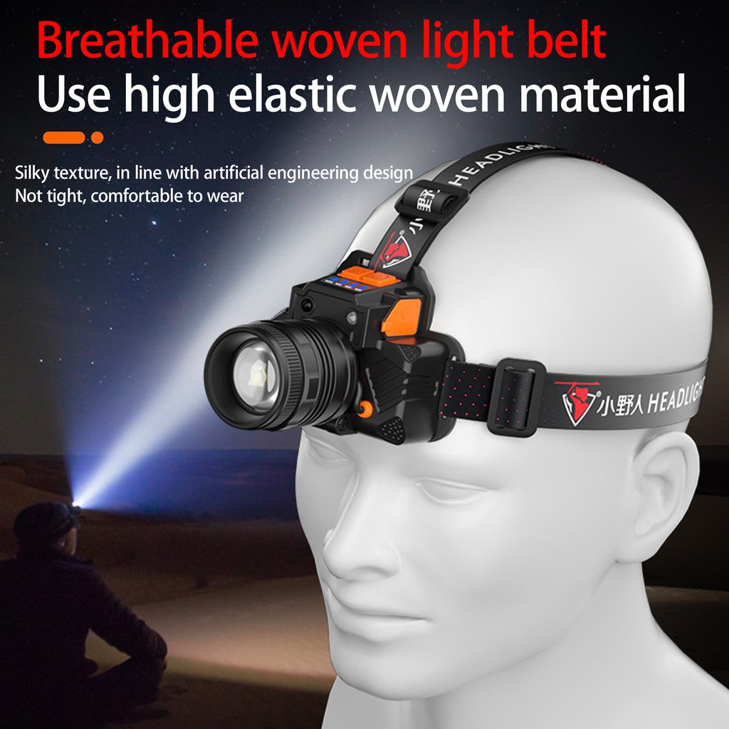 Đèn pha bóng LED đeo trán L9 đầu cổng sạc USB chống thấm nước dùng để đi cắm trại đa năng sử dụng cho ngoài trời vào ban đêm | BigBuy360 - bigbuy360.vn