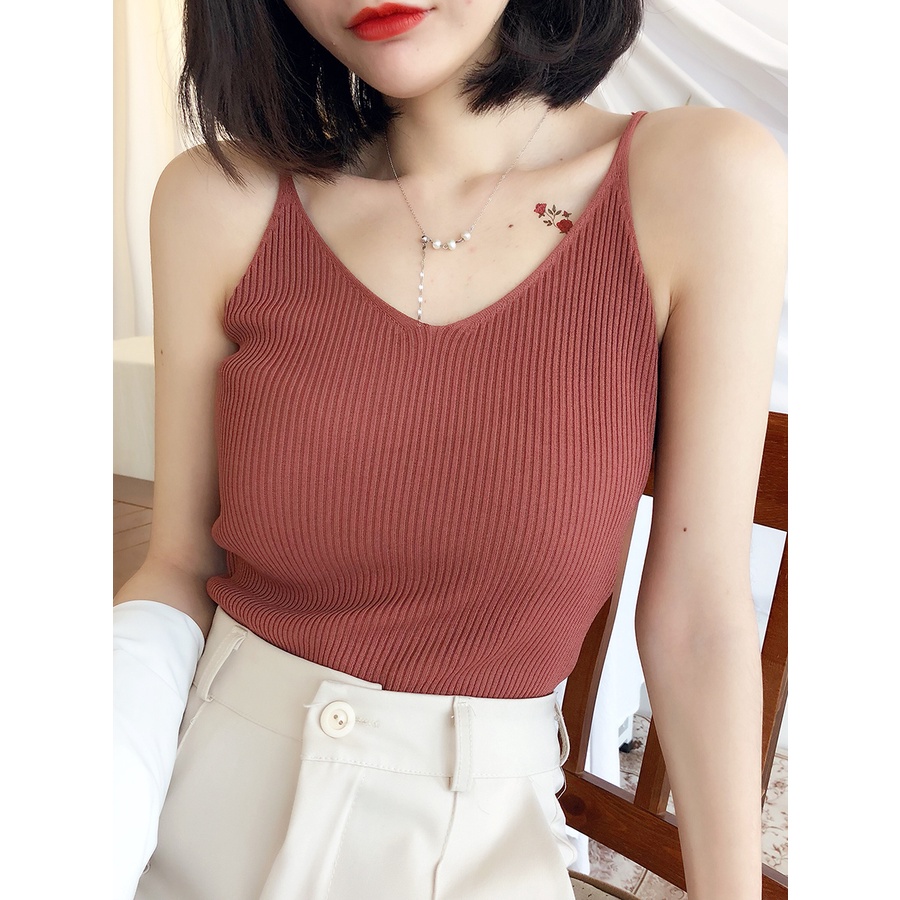 Áo Tank Top Dệt Kim Thiết Kế Đơn Giản Hợp Thời Trang