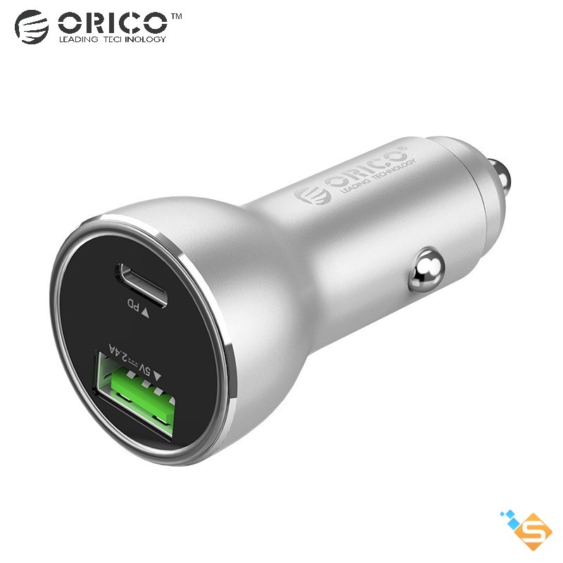 Tẩu sạc xe hơi ORICO UPD-2U USB C 3.0 sạc nhanh 4.0 Max 30W thích hợp cho iPhone Samsung - Bảo Hành Chính Hãng 12 Tháng