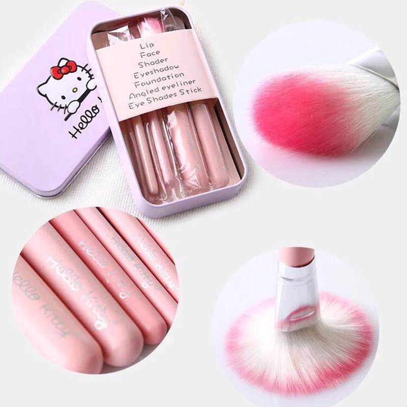 Bộ 7 cọ trang điểm chất liệu nylon màu hồng dễ thương