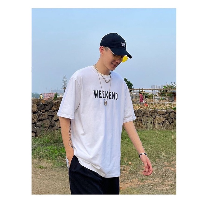 ÁO THUN TAY LỠ COTTON WEEKEND UNISEX NAM NỮ (kèm ảnh thật)