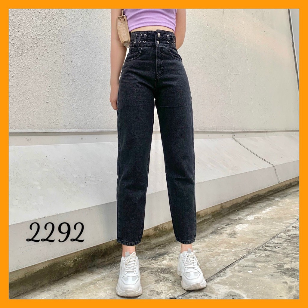 QUẦN JEAN BAGGY CẠP CAO PHỐI LƯNG QUẦN ĐAN DÂY MS 2292 [ CLIP THẬT] [FREESHIP] hàng loại 1, VẢI DÀY