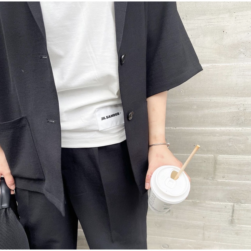 JIL SANDER minimalist lettering logo solid color loose couple matching T-shirt