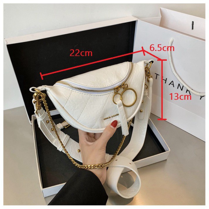 Túi bao tử đeo chéo trước ngực Cnk khóa tròn da PU siêu mềm DC07 túi đeo chéo Chip Xinh Bag | BigBuy360 - bigbuy360.vn