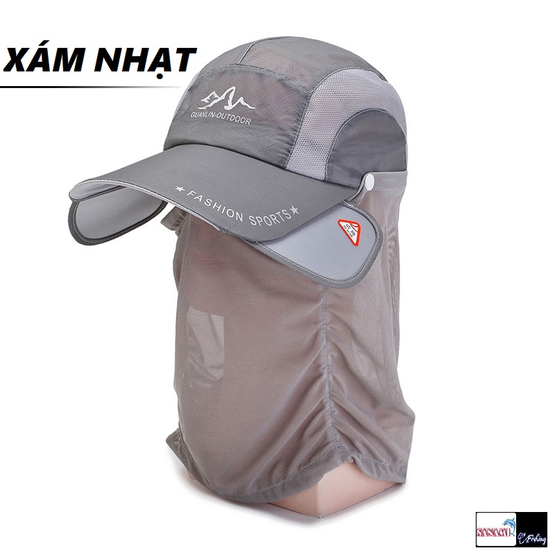 Nón Mũ Câu Cá Chống Nắng Nam Giới Trùm Đầu Kiểu Lưỡi Trai Có Khăn Che Nắng PK39 Sanami