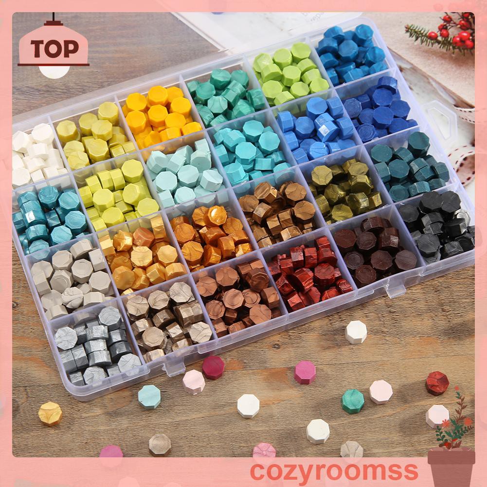 Sáp 1 Box Vintage DIY Octagonal Sealing Wax Tablet Seal Stamp Wax Pill Beads