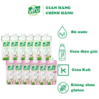 Combo 12 hộp nước dừa acp vico fresh 330ml - 6 xiêm, 6 sen
