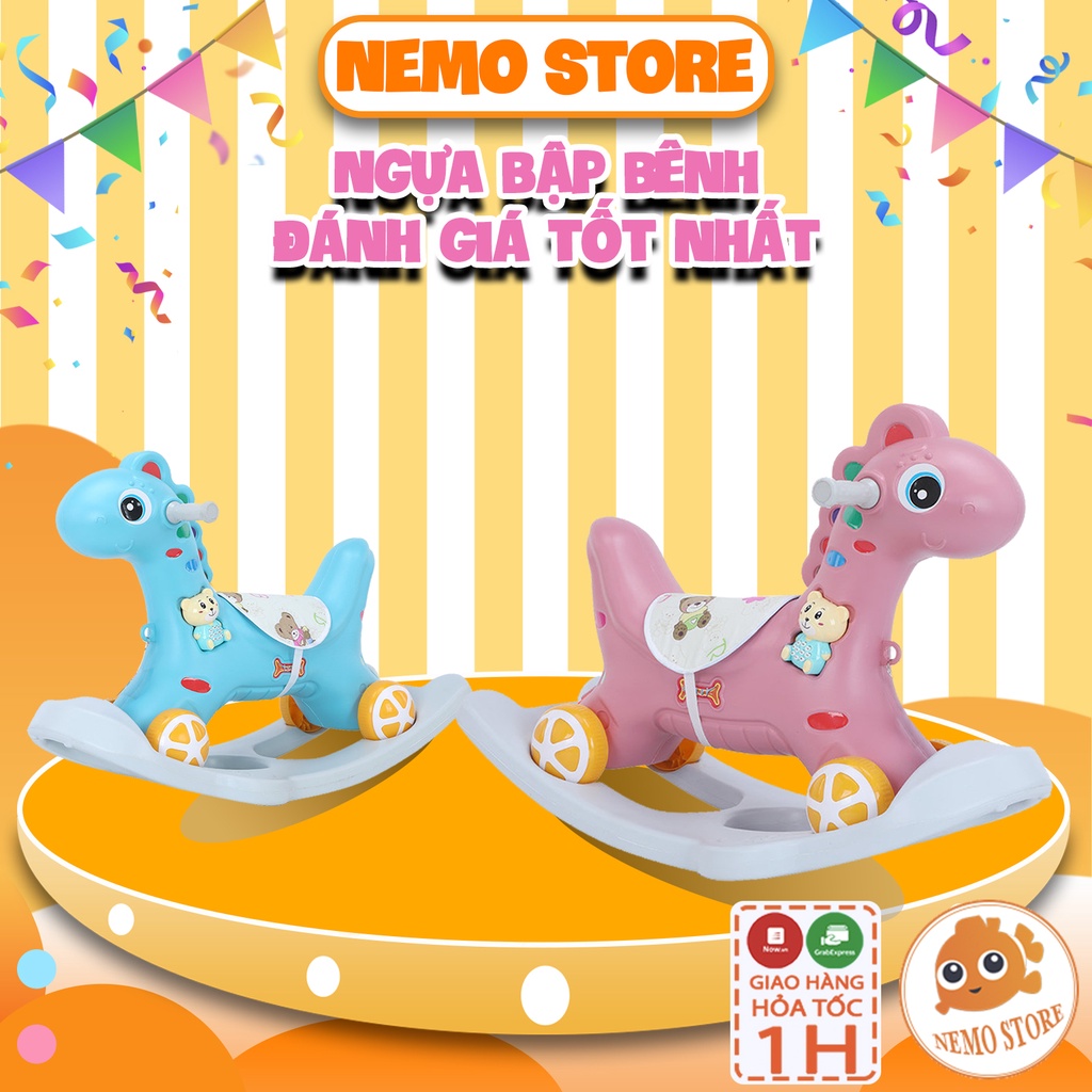 Ngựa bập bênh cho bé kiêm xe chòi chân có nhạc 2 in 1 đồ chơi vận động trong nhà cho bé Nemo Store