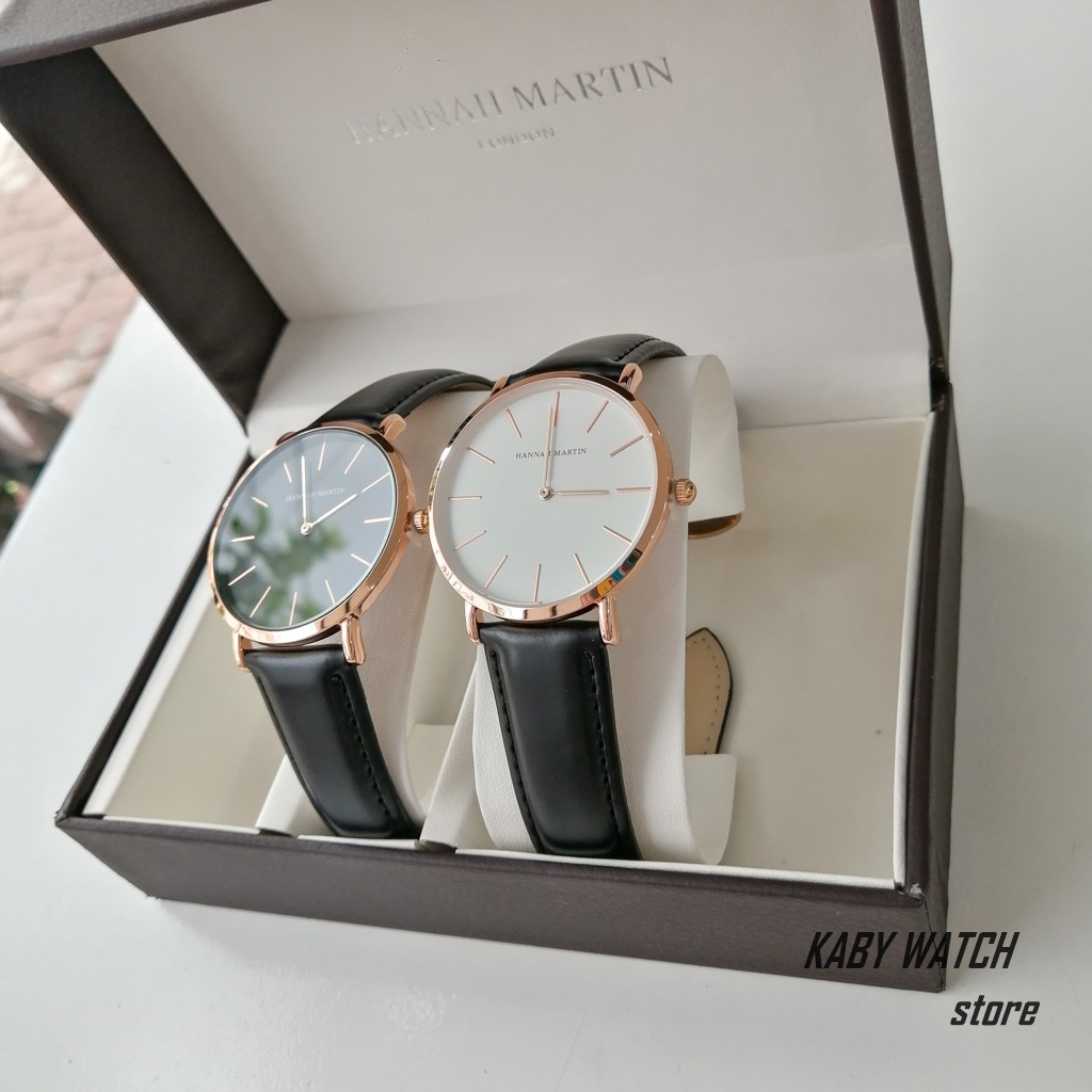 Đồng hồ cặp đôi nam nữ HANNAH MARTIN CB3690 siêu mỏng chính hãng máy Nhật cao cấp