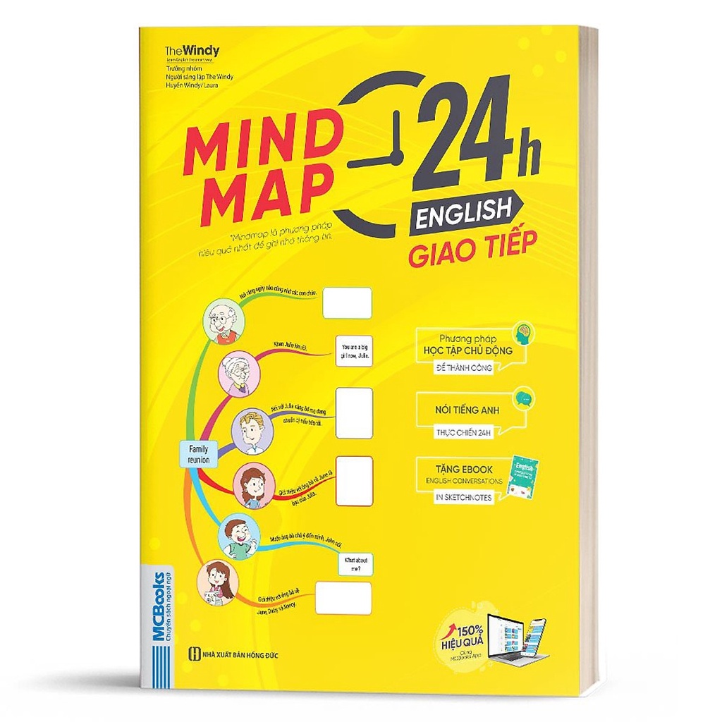 Sách - Mindmap 24h English - Giao Tiếp Tiếng Anh Bằng Sơ Đồ Tư Duy - Học Kèm App Online
