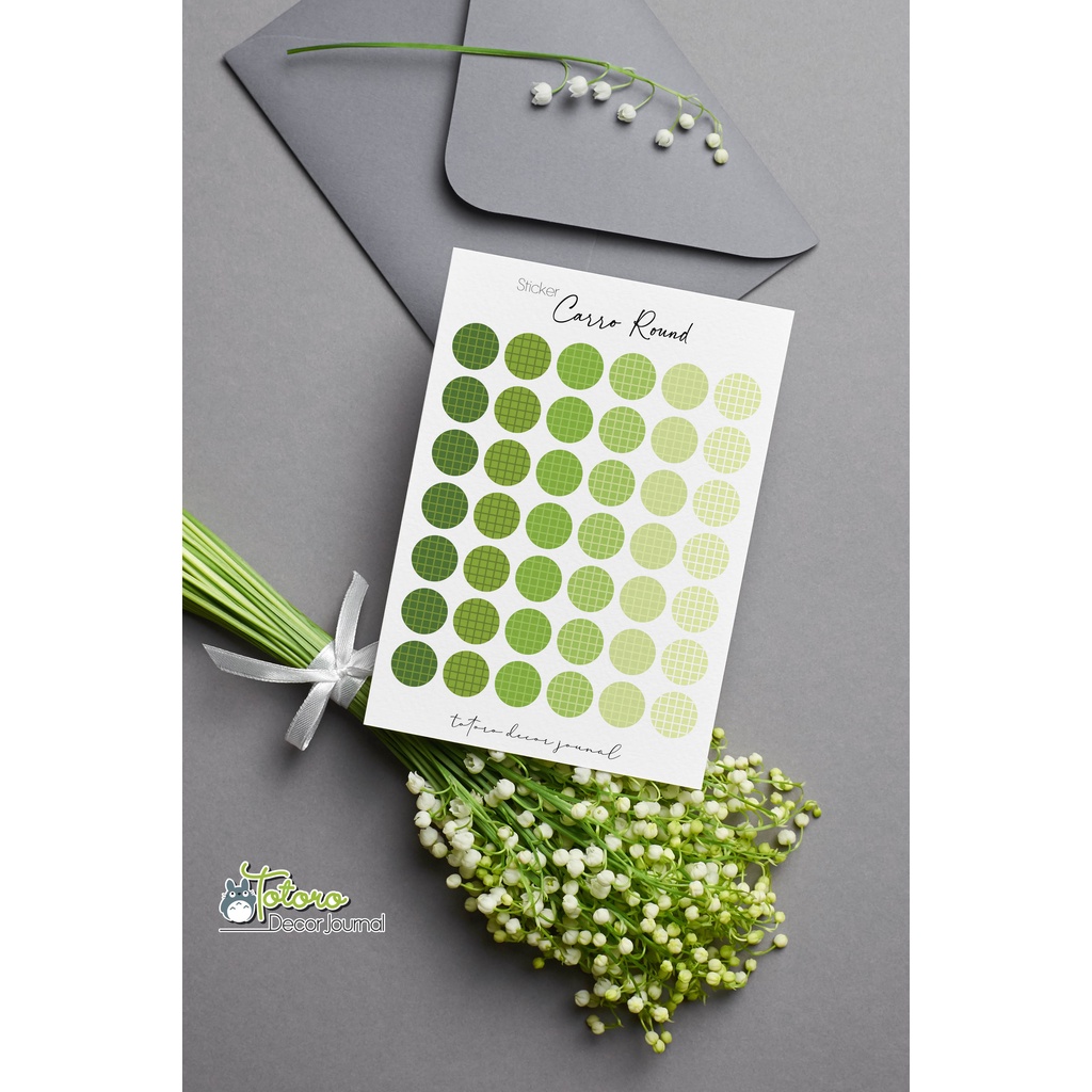 Sticker caro tròn màu patel dễ thương