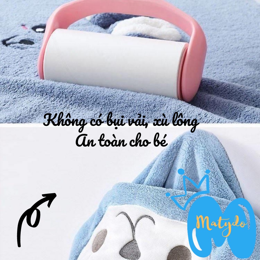 Khăn ủ tắm cho bé MATYDO vải nỉ bông mềm mại thoáng khí thấm hút cao cấp giữ ấm cho trẻ sơ sinh mùa đông kèm mũ thú