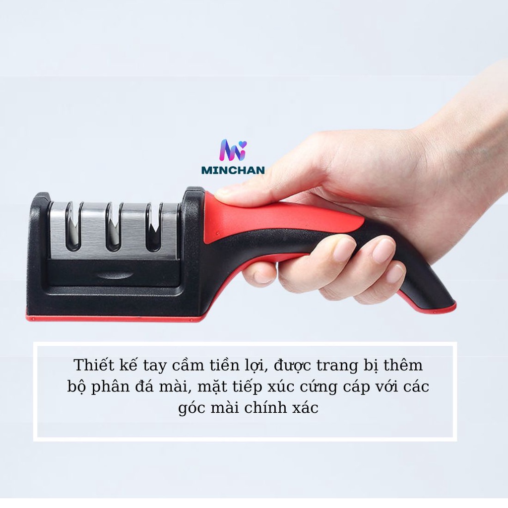 Dụng Cụ Mài Dao Kéo 3 Cấp Độ MD01 MINCHAN Cao Cấp Thép Không Rỉ, Có Tay Cầm - Dao như mới chỉ trong 30 giây