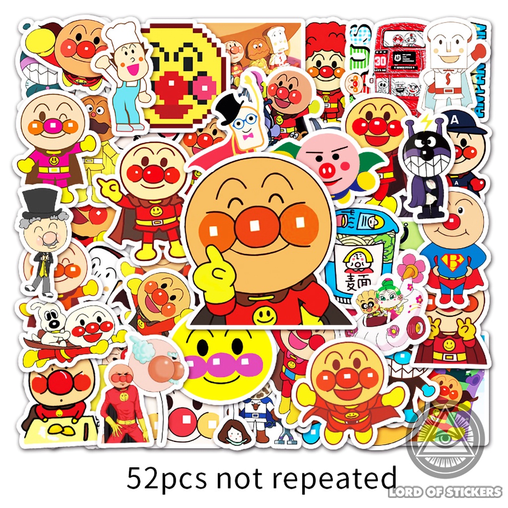 Set 52 Nhãn Dán Nhân Vật Hoạt Hình Siêu Nhân Dễ Thương Sticker Cute Chống Thấm Nước Trang Trí Mũ Bảo Hiểm, Ván Trượt, Sổ