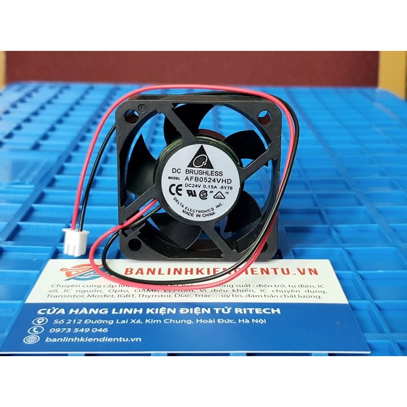 Quạt Delta, quạt tản nhiệt AFB0524VHD 24VDC 0.15A 50x50x20mm (2 dây và 3 dây)