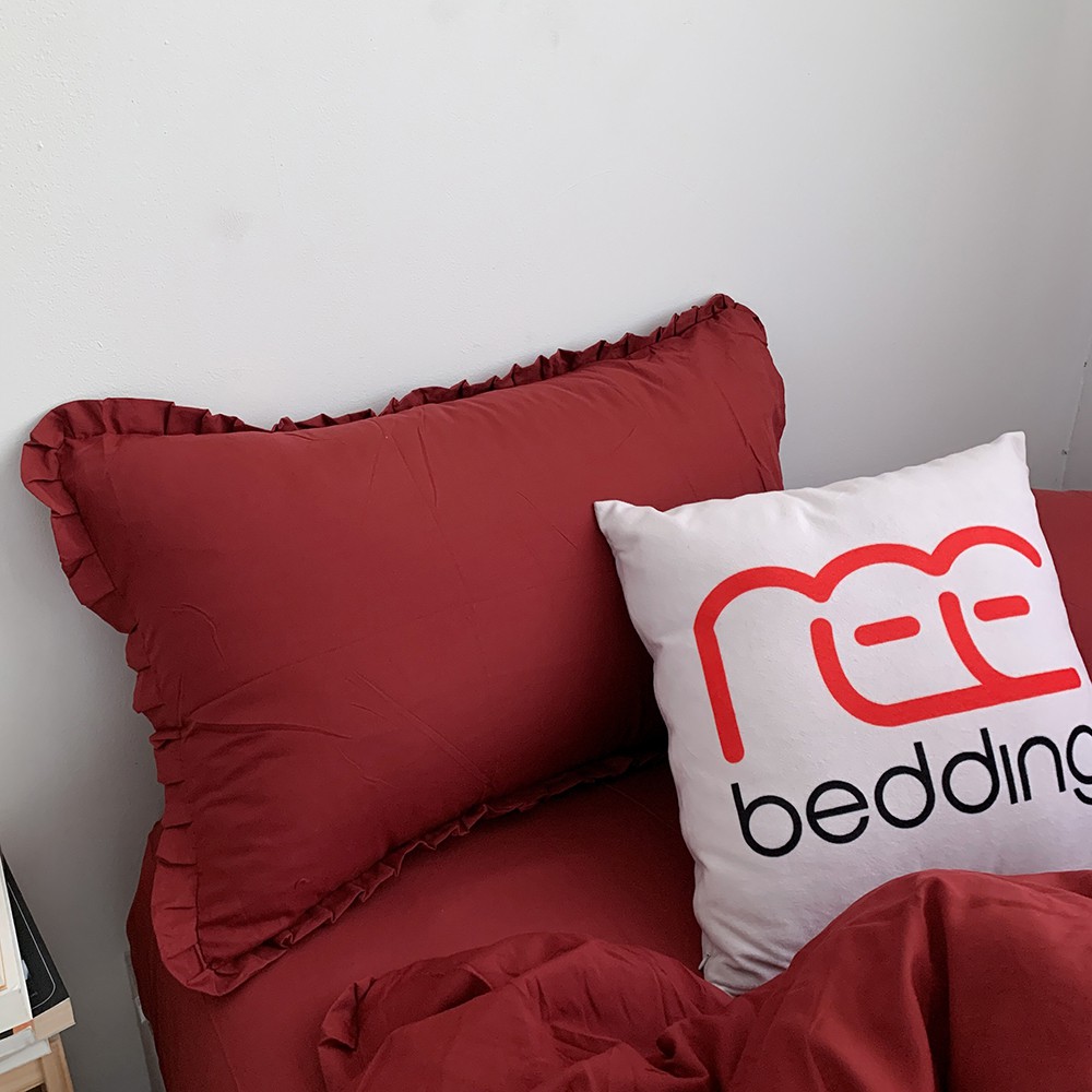 Bộ chăn ga gối Cotton TC REE Bedding trơn đỏ đô đủ size giường nệm CTC87