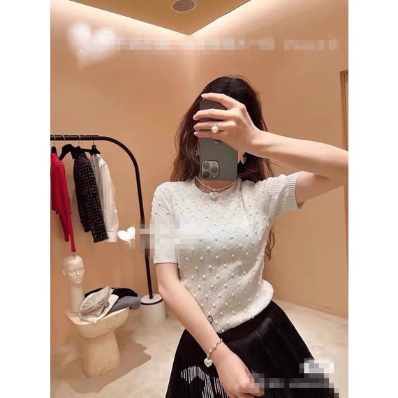 Áo len tay ngắn cổ tròn thời trang cao cấp phối đồ trẻ trung, thời thượng