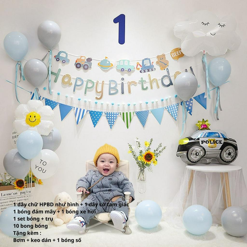 [TẶNG KÈM BƠM, KEO DÁN, BÓNG SỐ TUỔI] Set trang trí sinh nhật hàn quốc, phụ kiện sinh nhật hàn quốc, Fubao Store