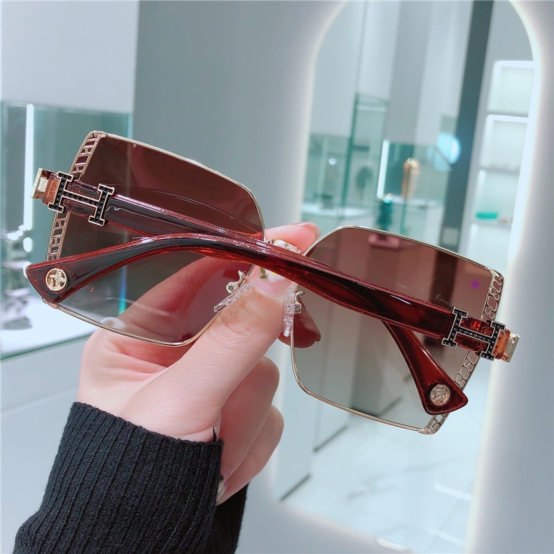 Kính Mát Phân Cực Không Gọng Kim Loại Chống Tia UV Phong Cách Retro Thời Trang Phương Tây Cho Nữ