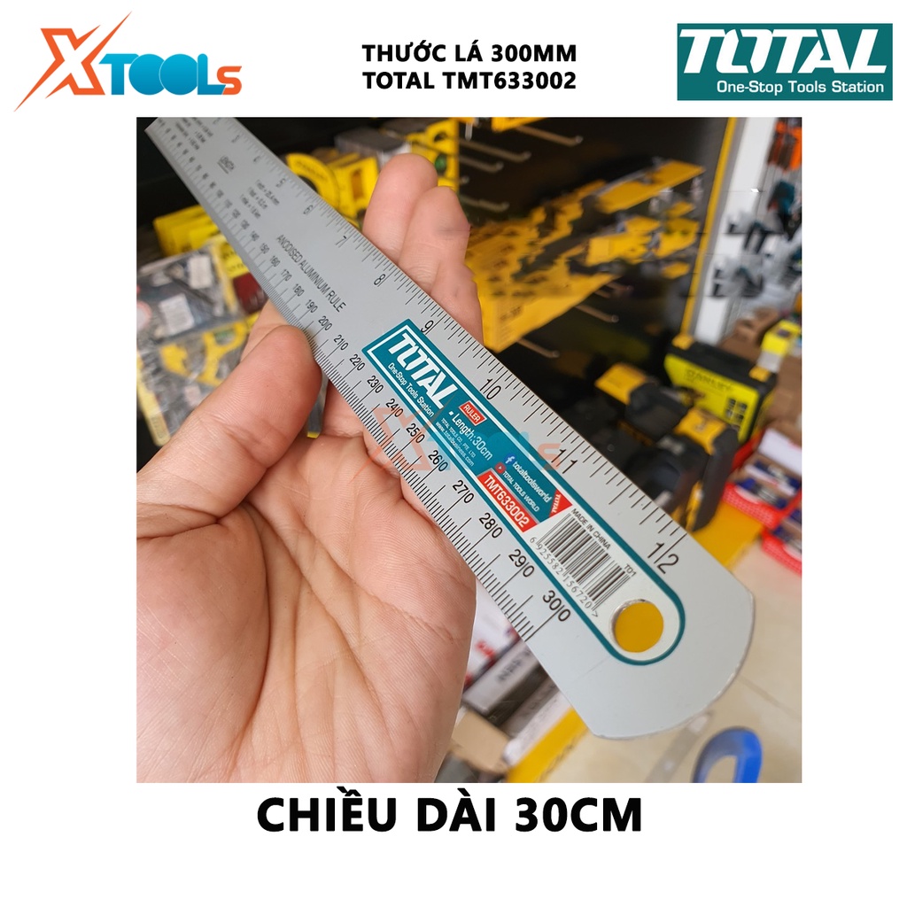 Thước đo TOTAL TMT633002 | thước lá Chiều dài 30cm, Chiều rộng 3cm, Chất liệu nhôm anodized, Tỷ lệ chính xác 0,7mm / m [