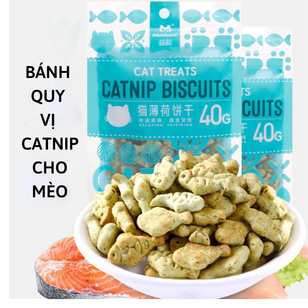Bánh quy vị catnip cho mèo 40gr giúp tiêu hóa tốt, sảng khoái, giảm stress mèo