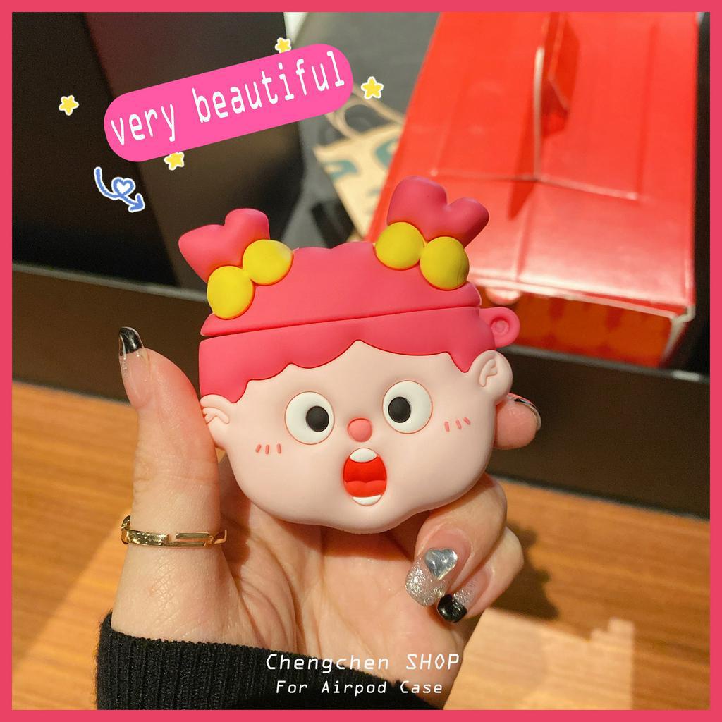 Vỏ Bảo Vệ Hộp Sạc Tai Nghe AirPods3rd gen 2023 / Pro2 Họa Tiết Cô Gái Bện Xinh Xắn Dễ Thương Ốp