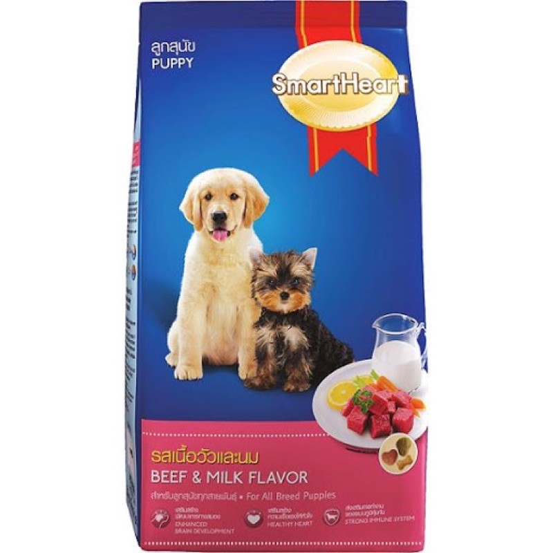 Thức ăn cho chó con Hạt Smartheart Puppy 400gr vị Bò và Sữa