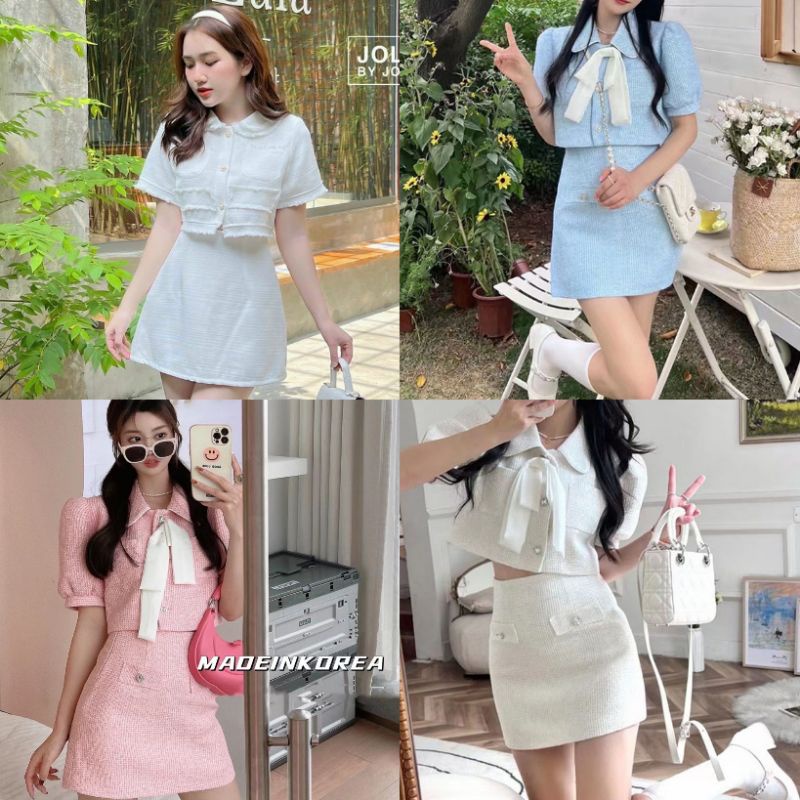Set bố croptop + Chân váy chữ A
