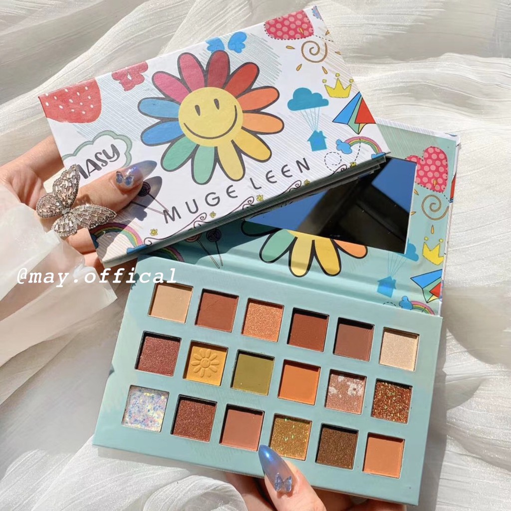 BẢNG MẮT MUGE LEEN HOA HƯỚNG DƯƠNG DAISY SIÊU ĐẸP SẴN GƯƠNG VÀ NHŨ (18 màu) 🌻