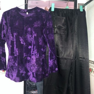 BỘ ÁO NHUNG QUẦN LỤA CHO BÀ