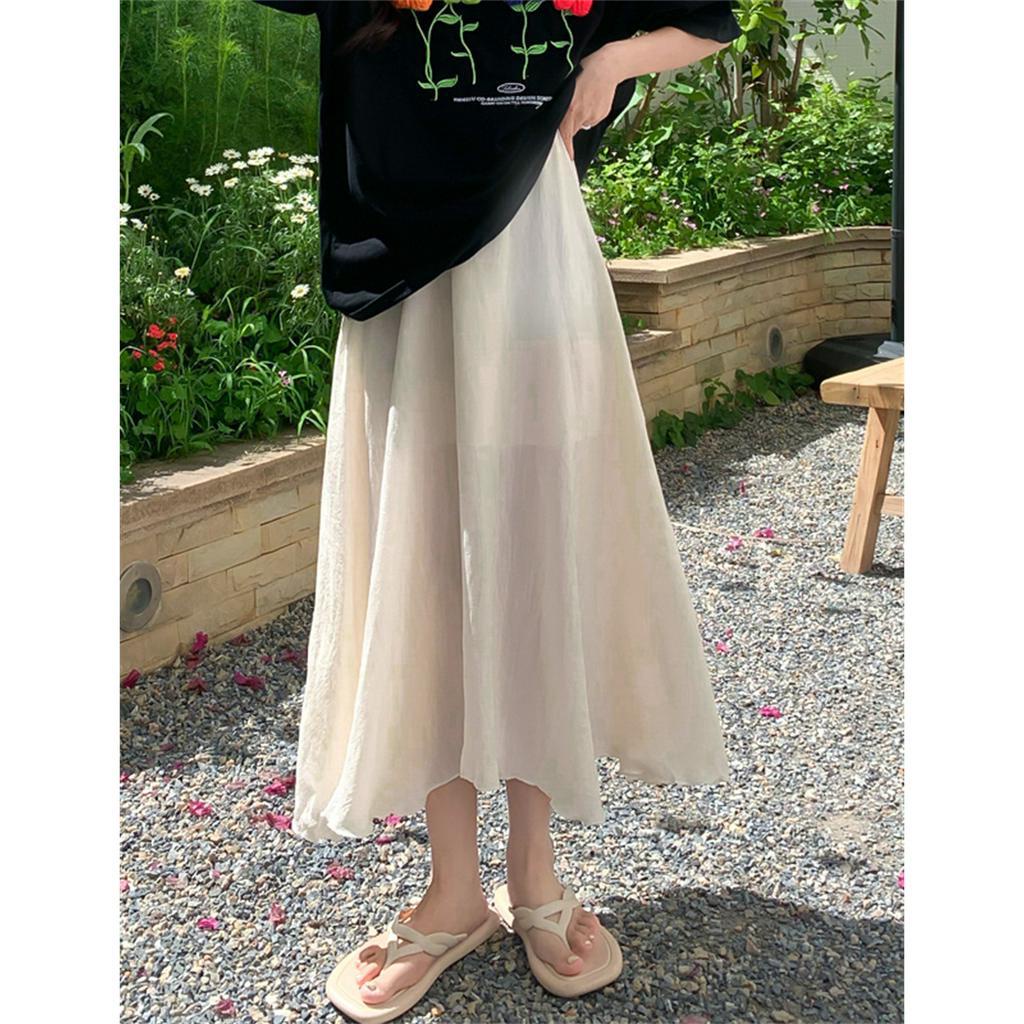 Xiaozhainv Chân Váy Dài Dáng Chữ A Lưng Cao Thiết Kế Đơn Giản Thời Trang Mùa Hè 5 Màu Lựa Chọn Cho Nữ