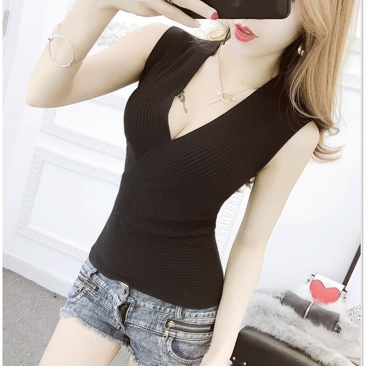 Áo Thun Sát Nách Đan Dây Chéo Quyến Rũ Dành Cho Nữ
