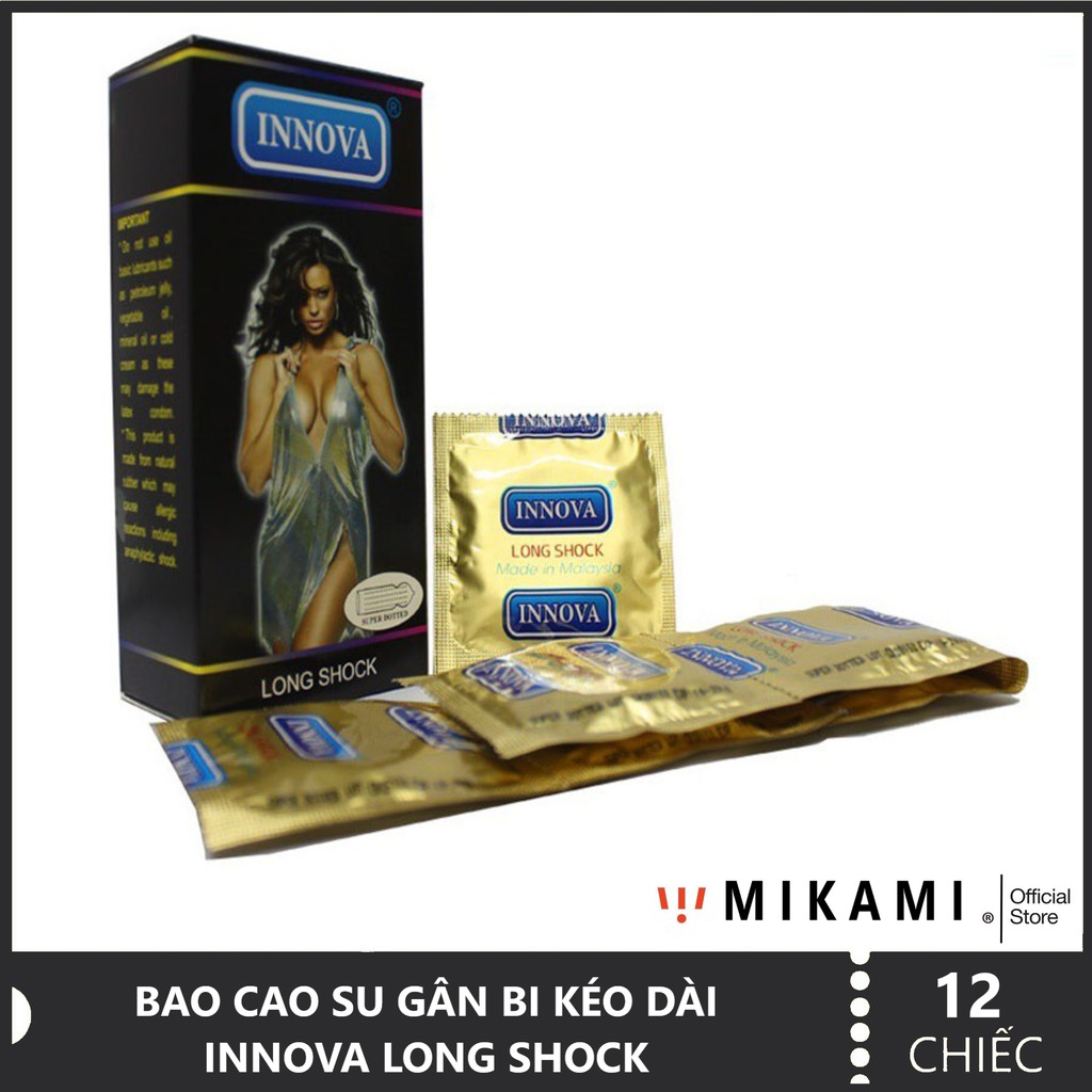 Bao cao su kéo dài thời gian quan hệ INNOVA gân gai đen, xuất xứ Malaysia, hộp 12c