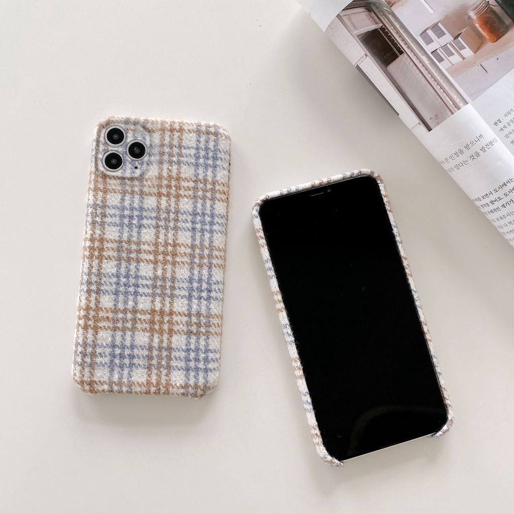 Ốp Điện Thoại Vải Họa Tiết Kẻ Ô Cho iphone se2020 7 8 plus x xs max xr 11 12 13 pro max