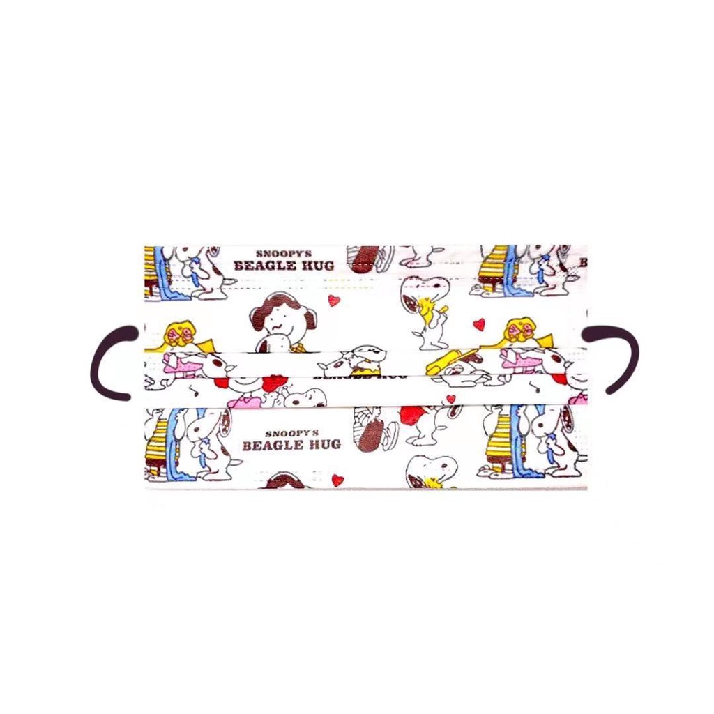 Set 50 Khẩu Trang 3 Lớp Họa Tiết Hoạt Hình Snoopy Chống Bụi Dùng Một Lần